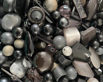 Black and Gray Bead Mix: Jewelry Making Supplies, 15-40mm
