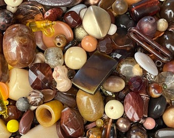 Yellow Brown Bead Mix: Jewelry Making Supplies (4-15mm)