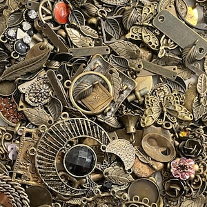 Mix Bronze charm lot, Mix Craft Jewelry Supplies,  Lot Charms Bronze Tone, Lot Jewelry Making,Mix Shapes and Sizes