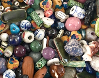 20 Mixed Ceramic Beads: Terra Cotta Jewelry Making Supplies