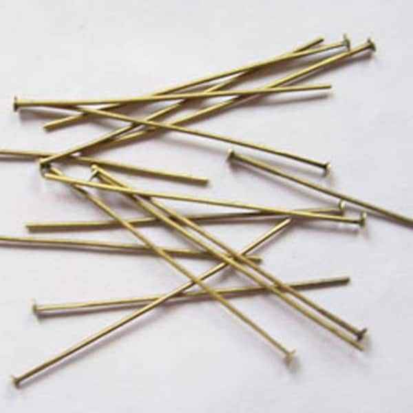 50 pcs + clous en Bronze, épingles à boule en laiton, tige pour perles, épingles en laiton, bijoux fournitures, trouver, Antique Bronze plaqué en bronze