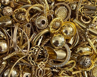 Gold Tone Jewelry Making Supplies, Mixed Metal Findings, Assorted Shapes