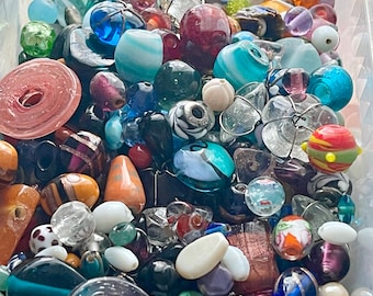 Lampwork mix Glass beads - Mix Craft Supplies - Jewelry Supplies - Bead Supplies - Loose Bead - Lot Jewelry Making - Mix Shapes and Sizes