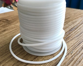 Rubber cord 4 mm, hole 1 mm, White Cord, Jewelry making supply, Jewelry making Stringing Material
