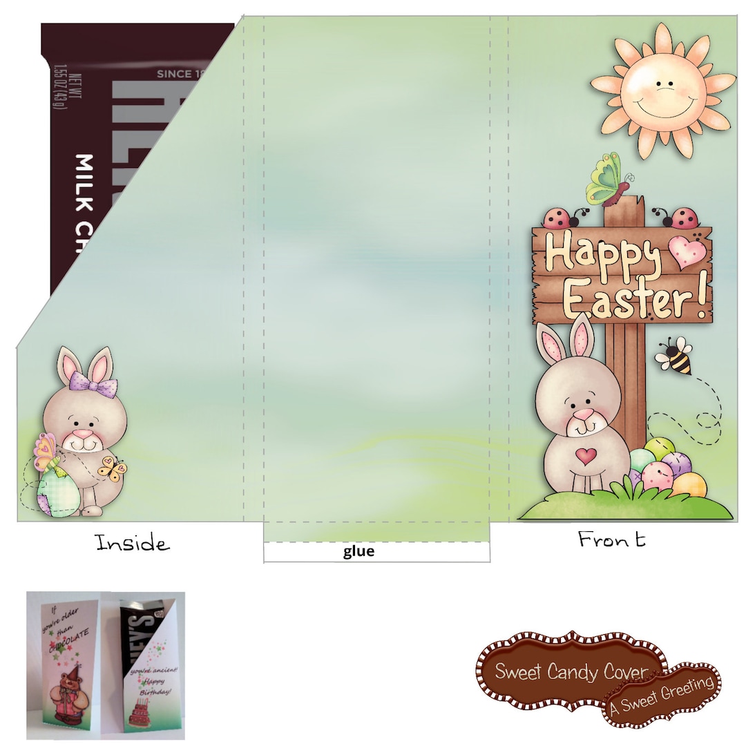 Printable Easter Time Pocket Card for 1.55 Ounce Chocolate Bar - Etsy