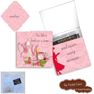 Printable "Savor Life" Tea Pocket Card With Envelope