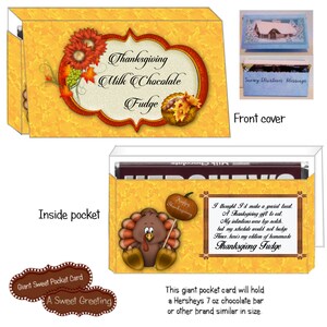 Printable &quot;Thanksgiving Day Fudge&quot; Pocket Card For Giant 7 oz. Chocolate Bar