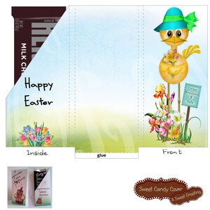 Printable Puffles Easter Pocket Card For 1.55 ounce Candy Bar
