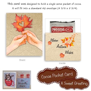 Printable Pocket Card For Hot Chocolate Packet &quot;Warm Autumn Wishes&quot; (light skin-tone)