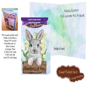 Printable Happy Easter Friendship Pocket Card For Large Candy Bar
