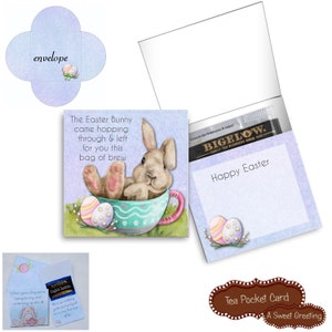Printable Easter Brew Tea Bag Pocket Card with Envelope