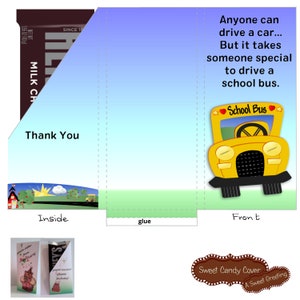 Printable School &quot;Thank You Bus Driver&quot;Pocket Card For 1.55 ounce Candy Bar