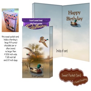 Printable Happy Birthday  Duck Pocket Card For Large Candy Bar