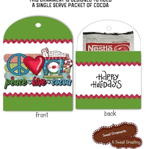 Printable Peace + Love + Cocoa Christmas Ornament