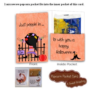 Printable Poppin' In Halloween Pocket Card For Microwave Popcorn Packet