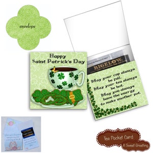 Printable  Saint Patricks Day Tea Bag Pocket Card With Envelope
