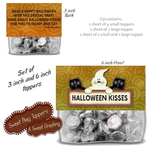 Printable Halloween Kisses 3 & 6 inch Bag Toppers for &quot;Kiss&quot; Shaped Candy
