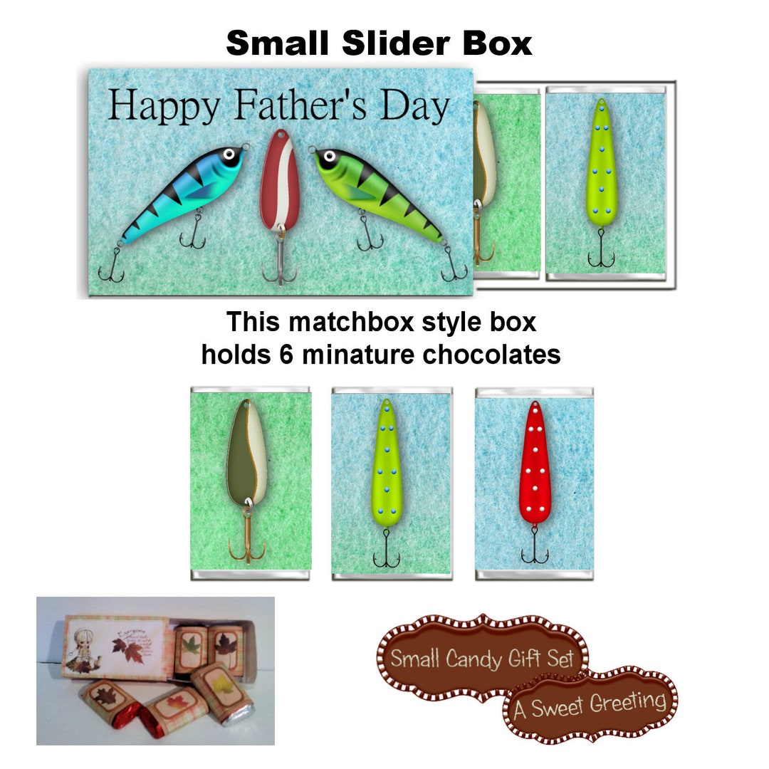Printable Happy Father's Day Fishing Lures Small Slider Gift Box for ...