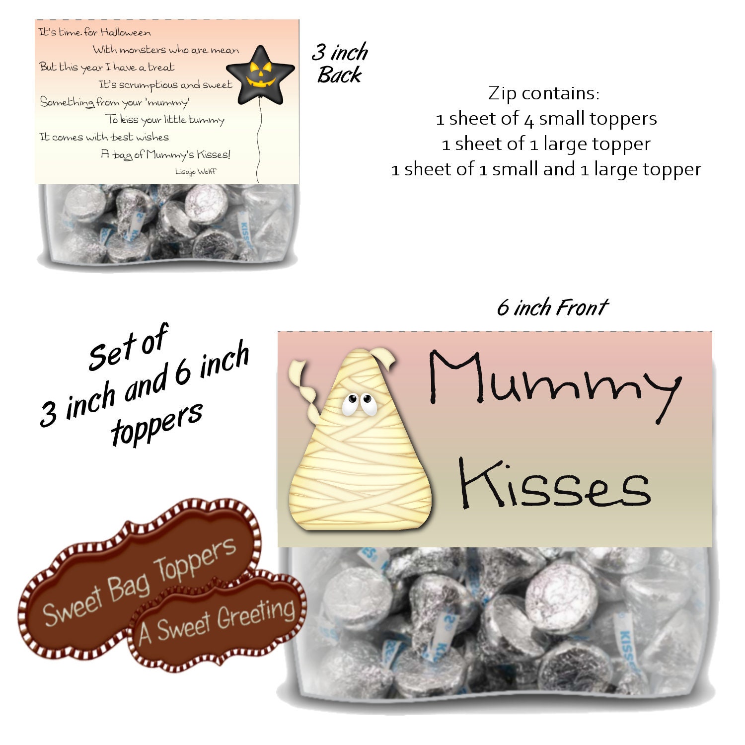 39 Creative Mummy Crafts for Kids: Super Simple & Fun! 10 Printable Halloween Mummy Kisses 3 & 6 inch Bag Toppers For "Kiss"…
