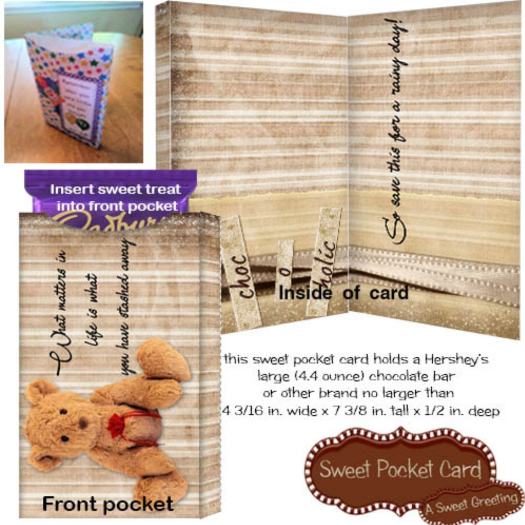 Printable "stash of Rainy Day Chocolate" Pocket Card for Large Candy ...