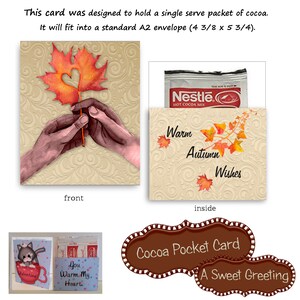 Printable Pocket Card For Hot Chocolate Packet &quot;Warm Autumn Wishes&quot; (dark skin-tone)