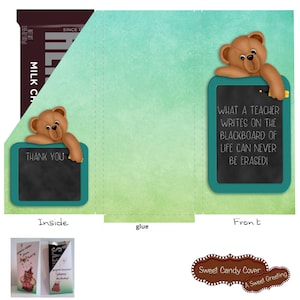 Printable &quot;Teacher&#39;s Blackboard Thank You&quot; Pocket Card For 1.55 Ounce Chocolate Bar