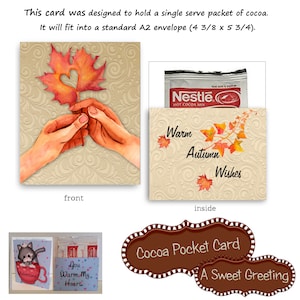 Printable Pocket Card For Hot Chocolate Packet &quot;Warm Autumn Wishes&quot; (medium skin-tone)