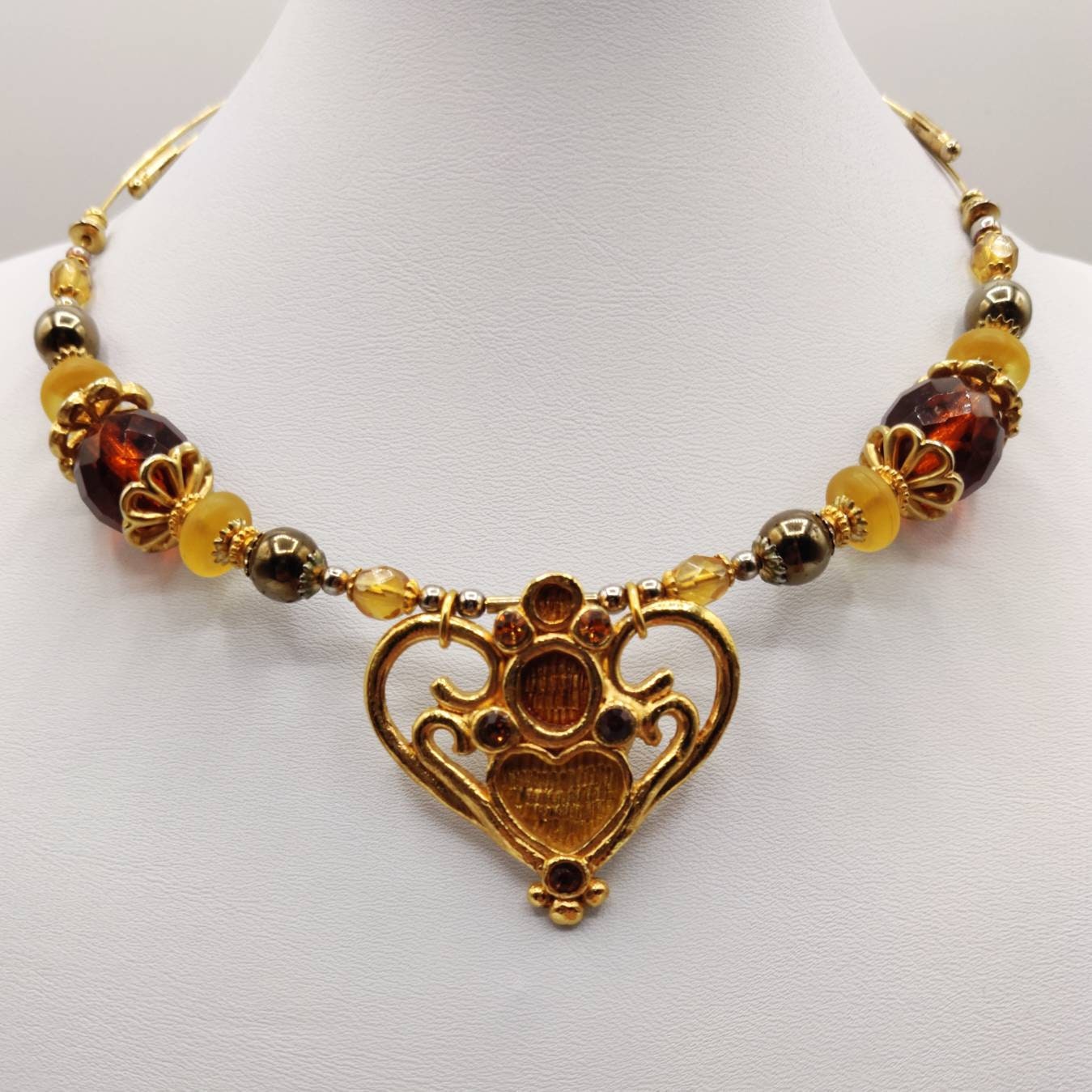 仏国Jacky de G 80'sVintageハートネックレス JACKY DE G. Paris Heart Pendant on Black Cord Vintage 1980