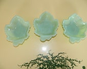 Set of 3 Jadeite Maple Leaf Candy Dishes