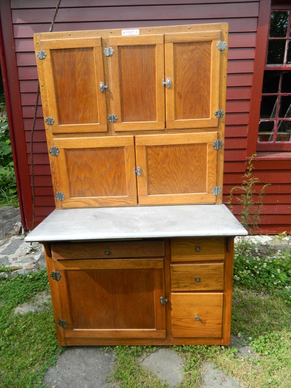 1914 Hoosier White Beauty Oak Hoosier Cabinet With Flour Etsy