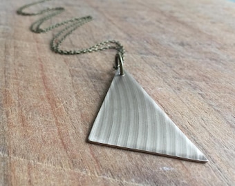 Recycled Drum Cymbal Triangle Necklace - Brass - Drummer - Rock and Roll - Festival Fashion - Long - Gift for Musician - Music Lover