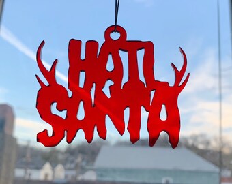 HAIL SANTA RED Christmas Ornament - Laser Cut - Secret Santa - Stocking Stuffer - Naughty Gift - Merry Christmas 2020- Funny Gift-Hail Satan