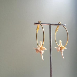 Rattlesnake Vertebrae Hoop Earrings GOLD Bone Jewelry Taxidermy Jewelry Snake Oddities Oddity image 3