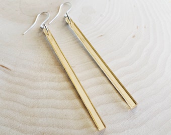 GOLD MIRROR Acrylic Long Strip Earrings - Simple - Elegant - Classy - Mirrored - Laser Cut - Acrylic - Edgy - Shiny - Festival Fashion