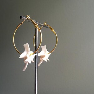 Rattlesnake Vertebrae Hoop Earrings GOLD Bone Jewelry Taxidermy Jewelry Snake Oddities Oddity image 2