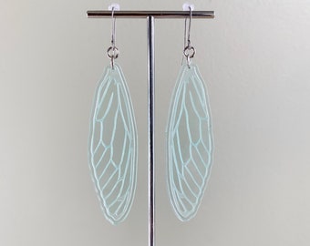 CICADA WINGS - Laser Cut Cicada Wings - Clear Blue/Green Acrylic - Brood X Cicada - Bug Jewelry - Wing Jewelry - Entomologist - Oddities