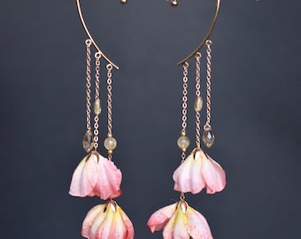 Dusk and Dawn - Flower Ear Cuffs With Crystals, no piercing needed
