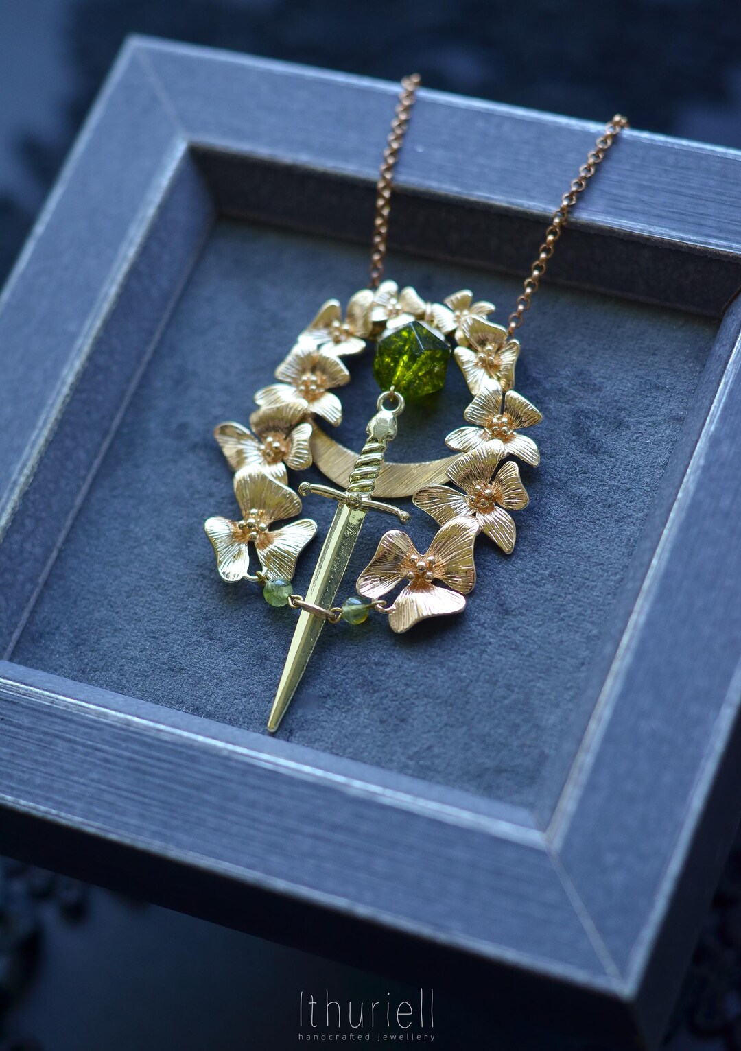 Whimsy Dagger The Cruel Kiss - Summer Court - Whimsical Dagger Necklace With Golden ...