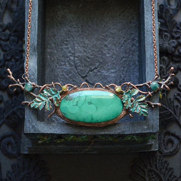 Lady Of The Woods - Malachite Necklace with Copper Branches