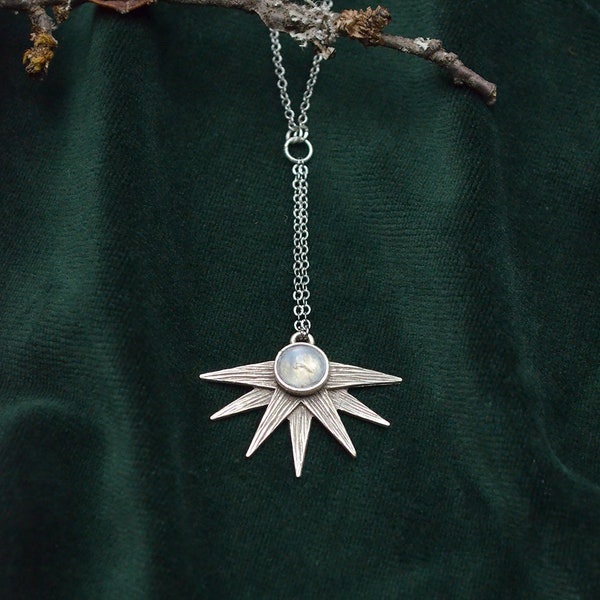 Eärendil - Rainbow Moonstone Necklace, Minimalistic Celestial Choker