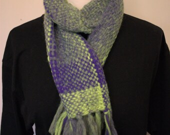 Purple /Green Handwoven Scarf
