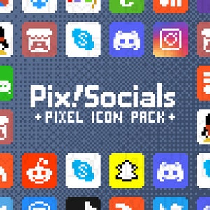 Pix!Socials - Social Media Icons Pixelart Sprites - Assets PNG, SVG, ICO, Stream Deck