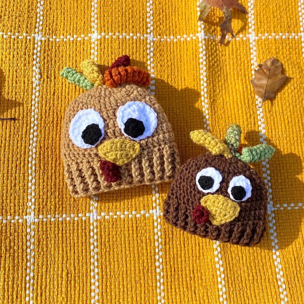 Crocheted Turkey Beanie ~ Baby, Child & Adult Turkey Hat ~ Thanksgiving Hat ~ Thanksgiving Baby ~ Turkey Trot ~ Turkey Costume ~ Photo Prop