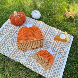 Crocheted Pumpkin Pie Beanie ~ Baby, Child & Adult Pie Hat ~ Thanksgiving Hat ~ Thanksgiving Baby ~ Turkey Trot ~ Photo Prop ~ Funny Hat