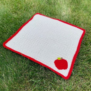 Apple Carseat Blanket ~ Small Crocheted Baby Blanket ~ Apple Picking ~ Apple Baby ~ Fall Baby ~ Gift For New Baby ~  Apple Theme Nursery ~