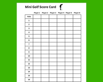 Mini Golf Score Card | 5&quot; x 7&quot; Instant Download Printable