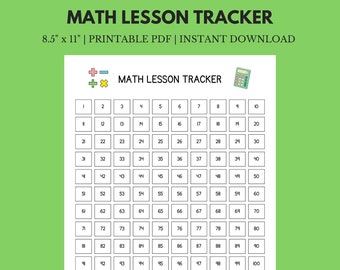 Math Lesson Tracker | 8.5" x 11" Instant Download Printable