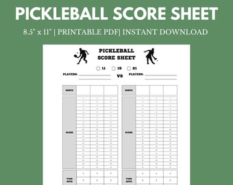 Pickleball Score Sheet | 8.5&quot; x 11&quot; Instant Download Printable