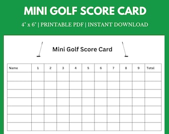 Mini Golf Score Card | 8.5&quot; x 11&quot; Instant Download Printable