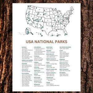 National Parks Checklist | 8.5&quot; x 11&quot; Instant Download Printable